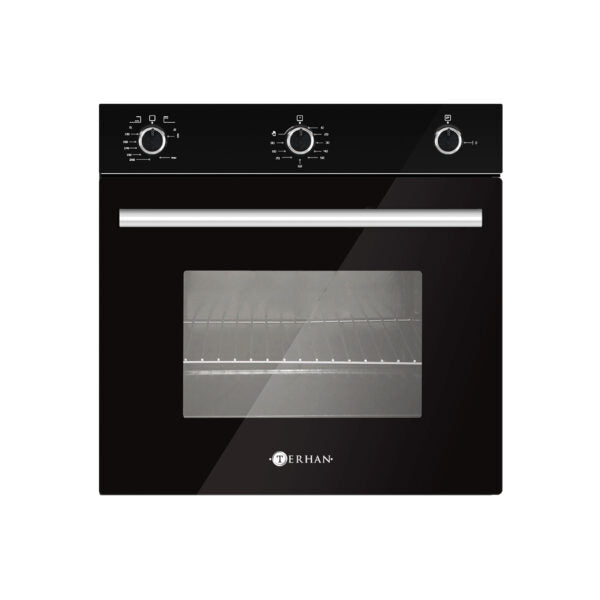 Horno de Empotrar a Gas Vidrio Templado Negro Con Convector