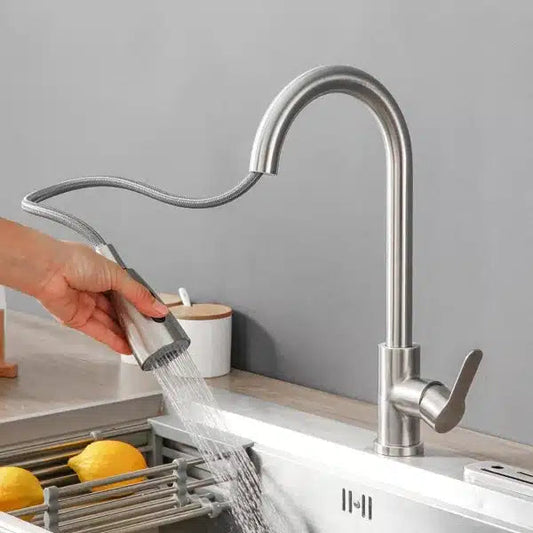 Monocomando Pico Extensible Mesada Acero Inox. Koen