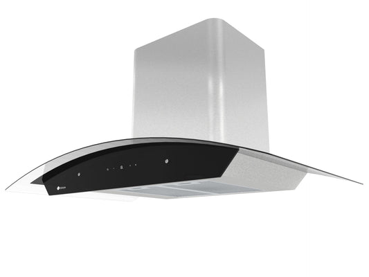 Campana Terhan Vidrio Templado Curvo Y Acero Inox 90 Cm - PREVENTA, ENTREGA A PARTIR DEL 15/2/26