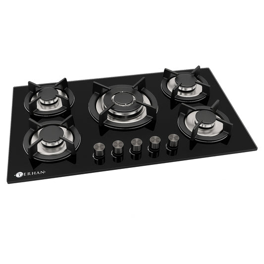 Anafe Vidrio Templado a Gas Terhan 5 Hornallas