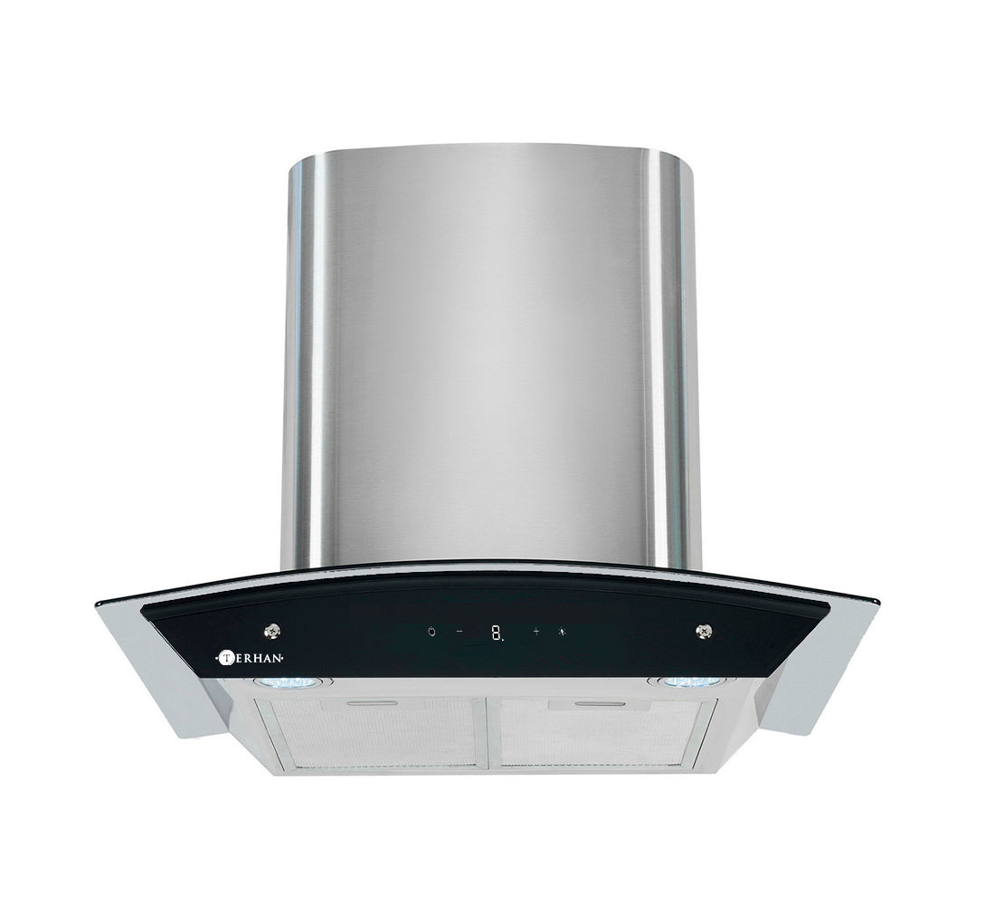 Campana Terhan Vidrio Templado Curvo Y Acero Inox 60 Cm