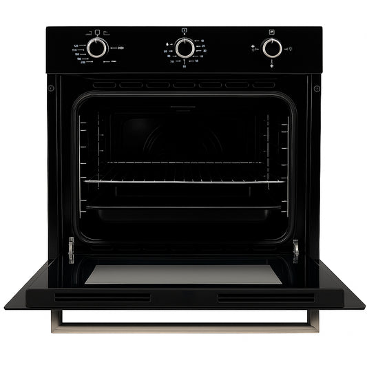 Horno de Empotrar a Gas Vidrio Templado Negro Con Convector