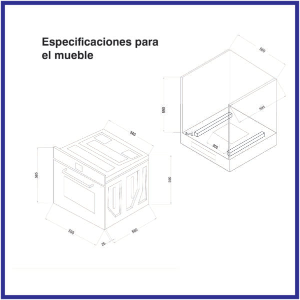 Horno de Empotrar a Gas Vidrio Templado Negro Con Convector