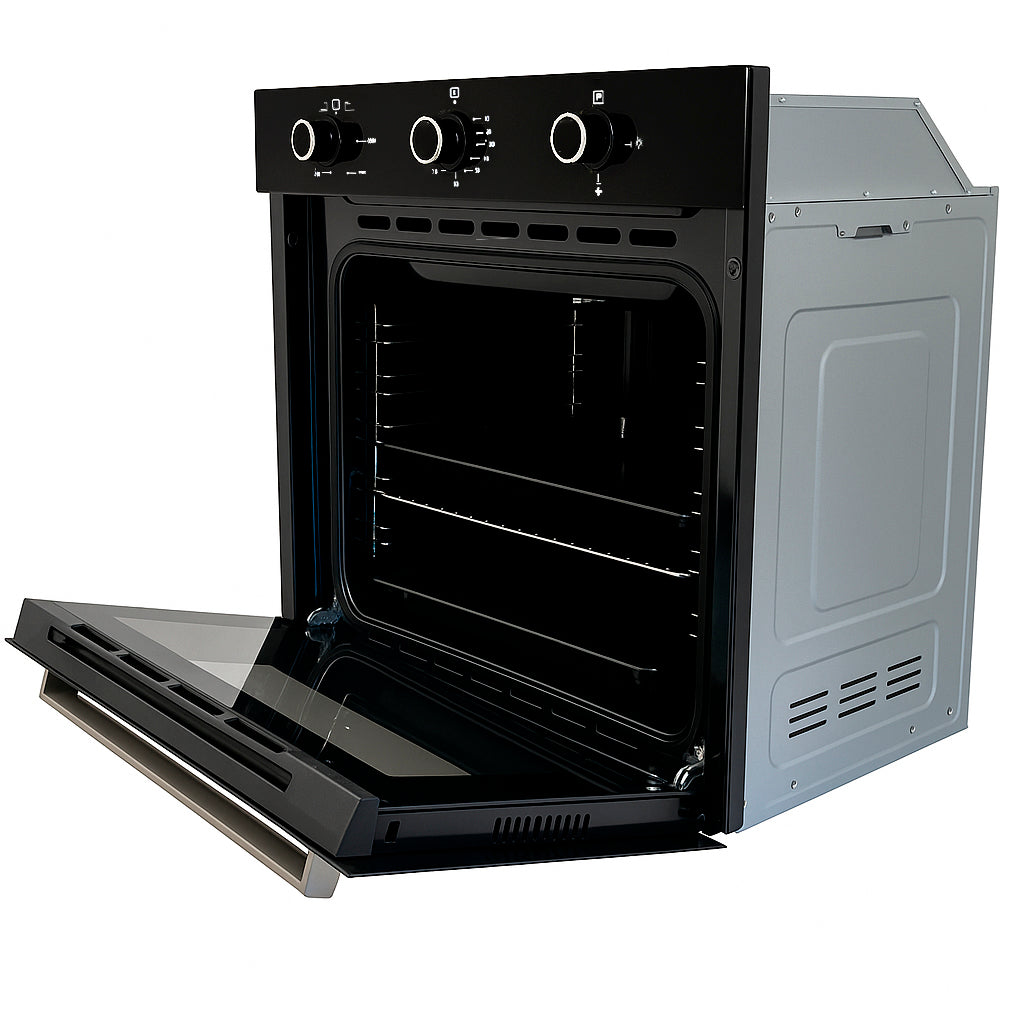 Horno de Empotrar a Gas Vidrio Templado Negro Con Convector