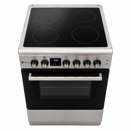 Cocina Eléctrica Vitrocerámica 60x60 Inox — 4 Zonas + Horno Eléctrico - PREVENTA - ENTREGA A MEDIADOS DE OCTUBRE