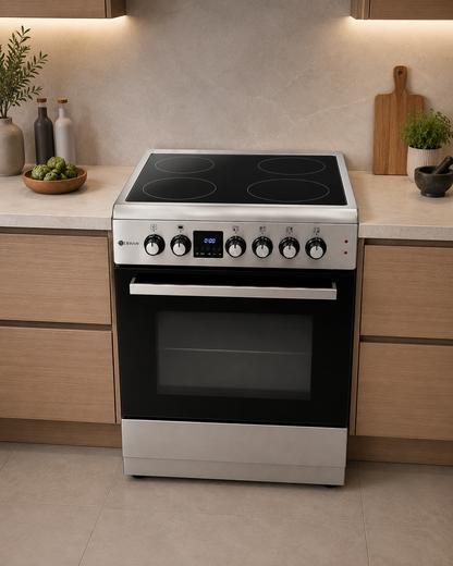 Cocina Eléctrica Vitrocerámica 60x60 Inox — 4 Zonas + Horno Eléctrico - PREVENTA - ENTREGA A MEDIADOS DE OCTUBRE