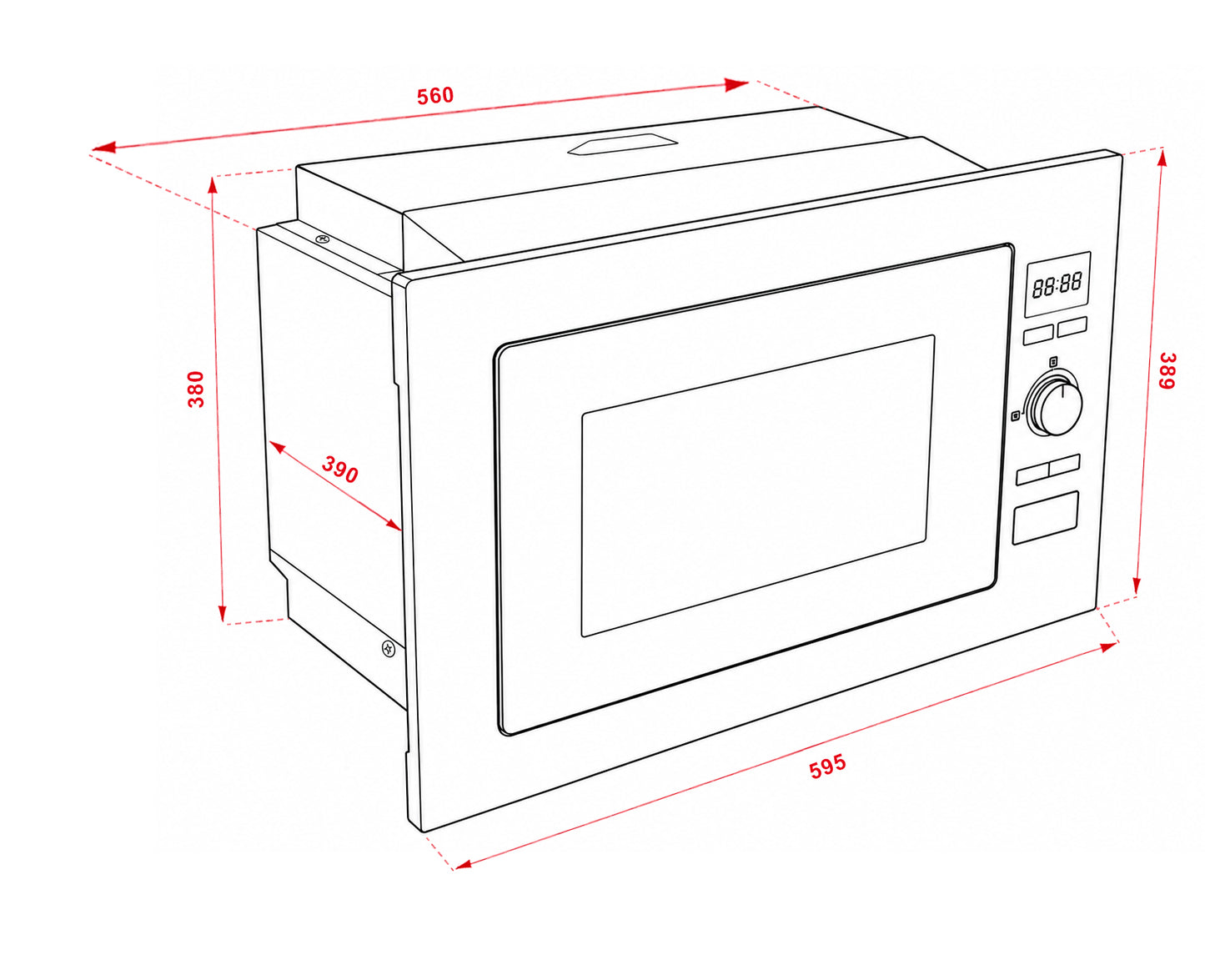 Microondas de Empotrar Con Grill 25L Terhan  - PREVENTA, ENTREGA A PARTIR DEL 10/9/26