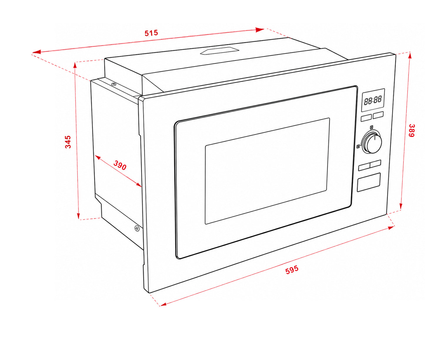 Microondas de Empotrar Con Grill 25L Terhan