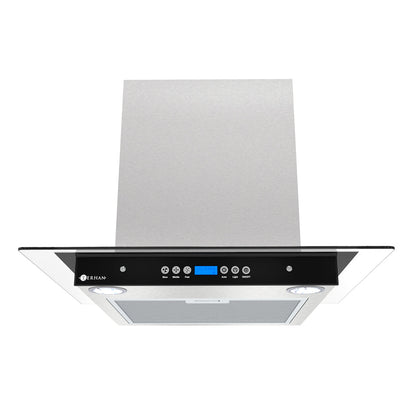 Campana Terhan Vidrio Templado Plano Y Acero Inox 60 Cm