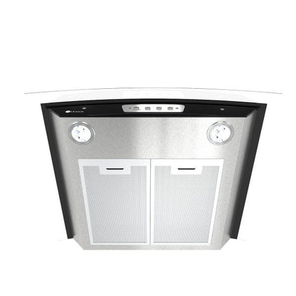 Campana Botones Terhan Vidrio Templado Curvo Y Acero Inox 60 Cm