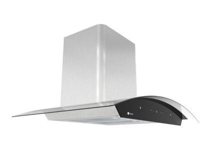 Campana Terhan Vidrio Templado Curvo Y Acero Inox 90 Cm