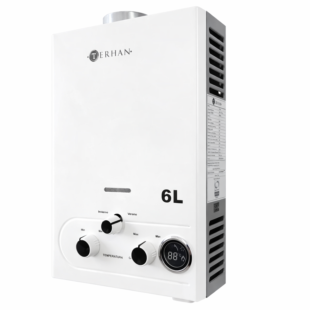 Calentador Instantáneo Tiro Natural 6 L Blanco Terhan