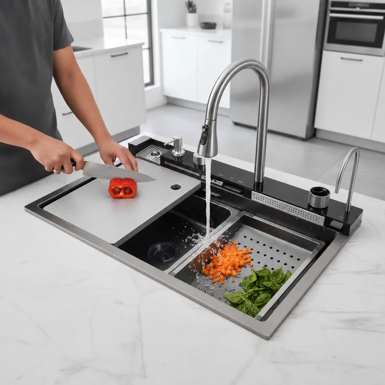 Pileta Inox Multifunción Lava Vaso Jabonera Display Filtrado - PREVENTA - ENTREGA A PARTIR DEL 10/07/26