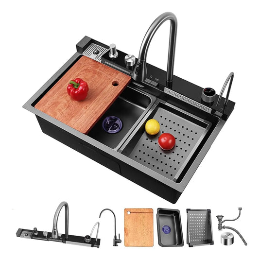 Pileta Inox Multifunción Lava Vaso Jabonera Display Filtrado