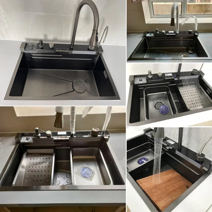 Pileta Inox Multifunción Lava Vaso Jabonera Display Filtrado