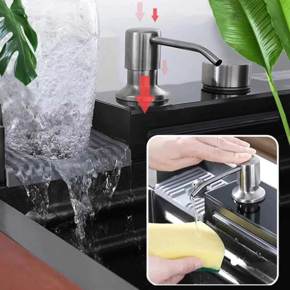 Pileta Inox Multifunción Lava Vaso Jabonera Display Filtrado