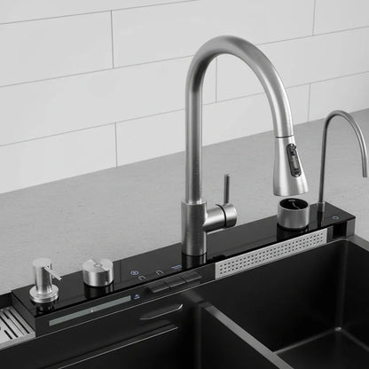 Pileta Inox Multifunción Lava Vaso Jabonera Display Filtrado