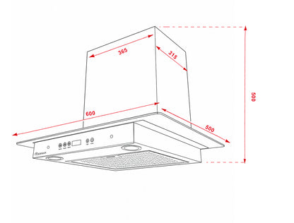 Campana Terhan Vidrio Templado Plano Y Acero Inox 60 Cm