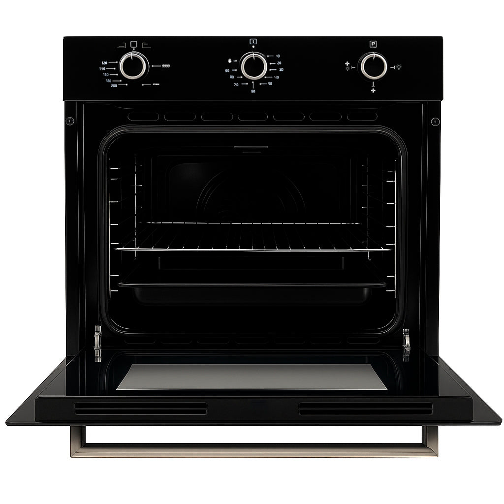 Horno de Empotrar a Gas Vidrio Templado Negro Con Convector