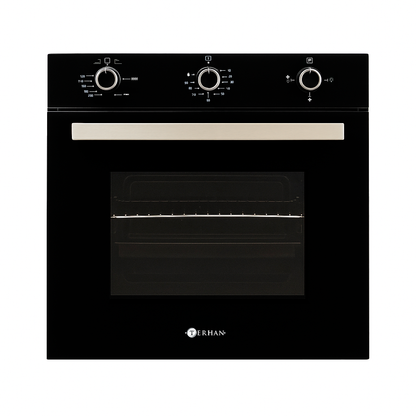 Horno de Empotrar a Gas Vidrio Templado Negro Con Convector