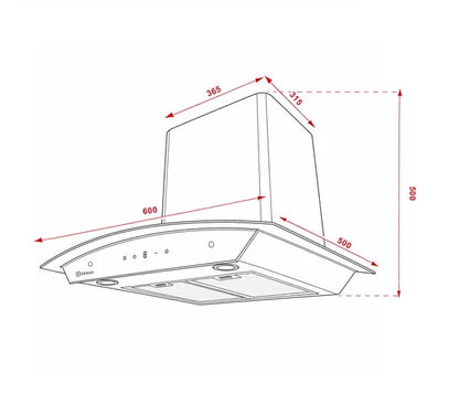 Campana Terhan Vidrio Templado Curvo Y Acero Inox 60 Cm